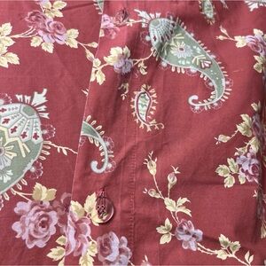 Pottery Barn Florence Queen Duvet Red Floral Paisley Farmhouse Colonial Chic